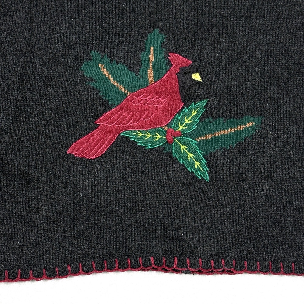 Vintage Christmas Sweater‎ Women Medium Cardigan Cardinal Holly Embroidered 90s - Picture 9 of 13